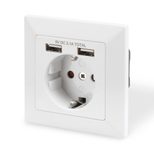 Digitus Sicherheits-Steckdose für Unterputzmontage mit 2 USB-Ports