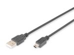 Digitus USB 2.0 Anschlusskabel, Typ A - mini B (5pin) St/St, 1.0m, USB 2.0 konform, sw