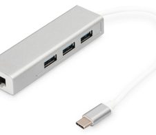 Digitus USB Typ C 3-Port Hub + Gigabit Ethernet