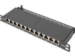 Digitus CAT 6A Slim Patch Panel, geschirmt, 12-Port, 0,5 HE, 10", schwarz