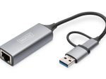 Digitus USB Type-C™ Gigabit Ethernet Adapter 2.5G, USB-C™ + USB A (USB 3.1/3.0)