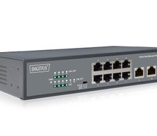 Digitus 8-Port Fast Ethernet PoE Switch, 19 Zoll, Unmanaged, 2 Uplinks
