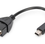 Digitus USB 2.0 Adapterkabel, OTG, Typ mini B - A St/Bu, 0,2m, USB 2.0 konform, sw