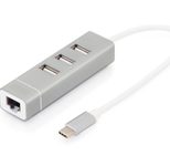 Digitus USB Typ-C™ 3-Port Hub + Fast Ethernet LAN-Adapter