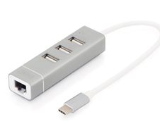 Digitus USB Typ-C™ 3-Port Hub + Fast Ethernet LAN-Adapter