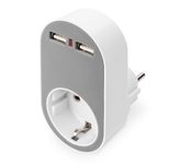 Digitus Universal Steckdosenadapter mit 2 x USB-A
