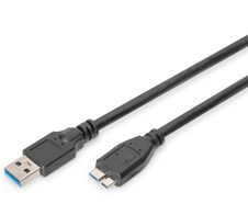Digitus USB 3.0 Anschlusskabel, Typ A - mikro B St/St, 1.0m, USB 3.0 konform, sw