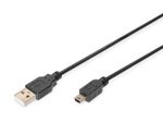 Digitus USB 2.0 Anschlusskabel, Typ A - mini B (5pin) St/St, 1.0m, USB 2.0 konform, sw