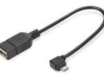 Digitus USB 2.0 Adapterkabel, OTG, Typ micro B - A St/Bu, 0.15m, USB 2.0 konform, rechts gewinkelt,sw