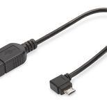 Digitus USB 2.0 Adapterkabel, OTG, Typ micro B - A St/Bu, 0.15m, USB 2.0 konform, rechts gewinkelt,sw