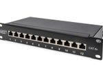 Digitus CAT 6A Patch Panel, geschirmt, 12-Port, 1HE, 10", schwarz