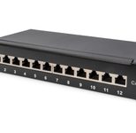 Digitus CAT 6A Patch Panel, geschirmt, 12-Port, 1HE, 10", schwarz