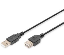 Digitus USB Verlängerungskabel, Typ A St/Bu, 1.8m, USB 2.0 geeignet, sw