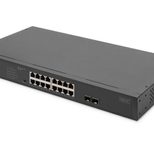 Digitus 16-Port Gigabit Netzwerkswitch, 19 Zoll, unmanaged, 2 Uplink Ports, SFP