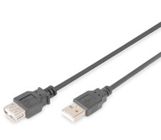 Digitus USB 2.0 Verlängerungskabel, Typ A St/Bu, 1.8m, USB 2.0 konform, sw