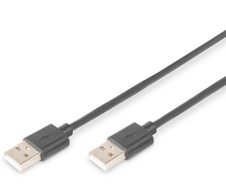 Digitus USB 2.0 Anschlusskabel, Typ A St/St, 1.0m, USB 2.0 konform, sw