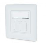 Digitus CAT 6A Klasse EA Anschlussdose, geschirmt 2x RJ45, LSA, reinweiß, Unterputz, 8 Richtungen