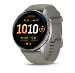 Garmin Venu® 4 Smartwatch Schwarz/Silber 45 mm mit Schnellwechsel-Silikon-Armband 22 mm Grau