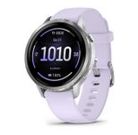 Garmin Venu® 4 Smartwatch Grau/Silber 41 mm mit Schnellwechsel-Silikon-Armband 18 mm Lavendelblau