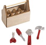 Rayher Dekoartikel Wichtel Mini Werkzeugkiste natur, rot, silber