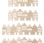 Rayher Dekoartikel natur Furnier Holzleiste Nordic Häuser, 4 St.