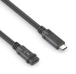 PureLink USB-C auf USB-C M/F Kabel - USB4 Gen 2x2, 5A, EPR 240W, 20G, DP Alt-Mode - PureInstall MicroX4 - schwarz - 1,00m