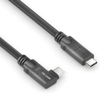 PureLink USB-C auf USB-C 90° Links/Rechts-Kabel - USB4 Gen 2x2, 5A, EPR 240W, 20G, DP Alt-Mode - PureInstall MicroX4 - schwarz - 0,50m