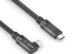 PureLink USB-C auf USB-C 90° Links/Rechts-Kabel - USB4 Gen 2x2, 5A, EPR 240W, 20G, DP Alt-Mode - PureInstall MicroX4 - schwarz - 2,00m