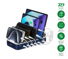 4smarts Ladestation Team 100W 5C/1A inkl. 6 Kabel navy