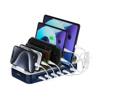 4smarts Ladestation Team 100W 5C/1A inkl. 6 Kabel navy