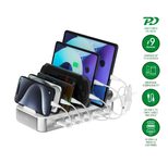 4smarts Ladestation Team 100W 5C/1A inkl. 6 Kabel silber