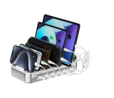 4smarts Ladestation Team 100W 5C/1A inkl. 6 Kabel silber