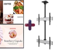 Samsung Doppel-Display 2x BE55D-H Smart Signage TV 139,7 cm 55 Zoll + Neomounts NMPRO-C12 Dual Halterung vertikal & 80 cm Verlängerungsrohr