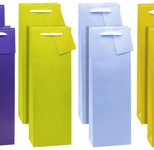 TSI Geschenktüten für Flaschen TRENDFARBEN dunkelrot, lia, grün, hellblau, gelb, rosa 12,0 x 36,0 cm, 12 St.