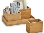 Zeller Schreibtisch-Organizer 4tlg-Set natur Bambus 3 Fächer 28,0 x 17,7 x 11,0 cm