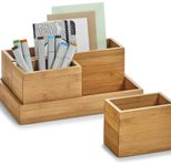 Zeller Schreibtisch-Organizer 4tlg-Set natur Bambus 3 Fächer 28,0 x 17,7 x 11,0 cm