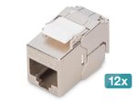 DIGITUS CAT 6A Kompakt-Keystone, werkzeugfreier Montageanschluss, 12 Stück