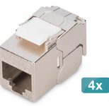 DIGITUS CAT 6A Kompakt-Keystone, werkzeugfreier Montageanschluss, 4 Stück