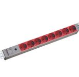 Bachmann Steckdosenleiste 8 AC-Ausgänge, Hellgrau/Rot