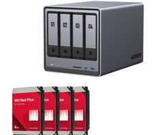 UGREEN DXP4800 NAS-Server Leergehäuse + 4x WD Red® Plus NAS Festplatte - 4 TB