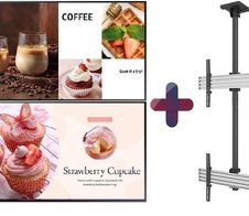 Samsung Dual Set 2x BE43D-H Smart Signage TV 109 cm 43 Zoll + Neomounts NMPRO-C12 Dual Halterung vertikal