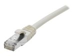 Exertis Connect Patchkabel Cat. 6A, S/FTP (PiMF), halogenfrei, mit Rastnasenschutz, grau, 0,5 m