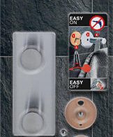 tesa Handtuchhaken Powerbutton Classic Doppelhaken silber