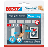 tesa Klettstreifen Powerstrips MEDIUM Click weiß
