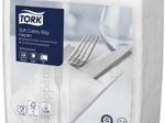 TORK Bestecktaschen Soft Guten Appetit weiß 9,8 x 19,8 cm, 1.200 St.