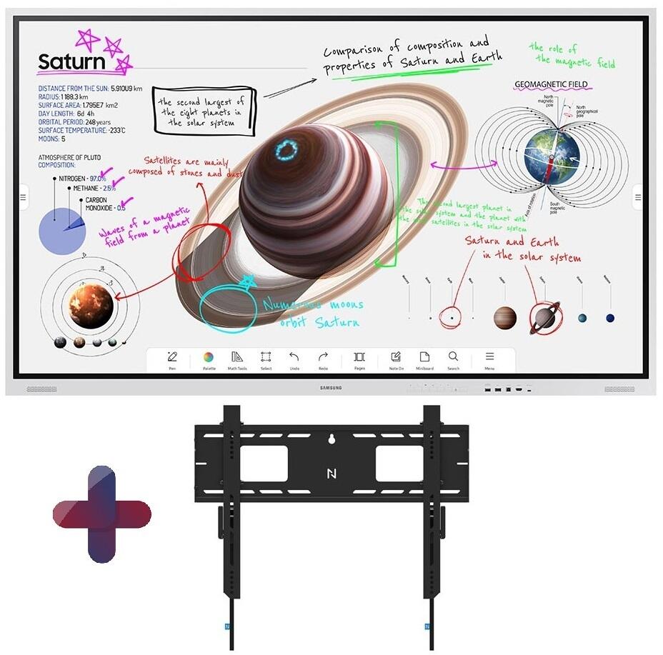 Samsung Flip Pro WM75B Flipchart 190,5 cm 75 Zoll inkl. Neomounts LEVEL-750 WL30-750BL16 Wandhalterung video preview
