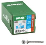 SPAX® T20 Senkkopf BLANK A2 Universalschrauben, 5 x 80 mm