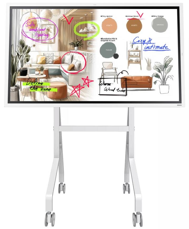 Samsung Flip WM55FX Flipchart 138,7 cm 55 Zoll inkl. Neomounts MOVE go Flip FL50-515WH1 Rollwagen video preview