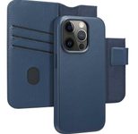 Accezz 2-in-1 Klapphülle aus Leder mit MagSafe für das Apple iPhone 15 Pro - Nightfall Blue