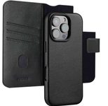 Accezz 2-in-1 Klapphülle aus Leder mit MagSafe für das Apple iPhone 16 Pro - Onyx Black